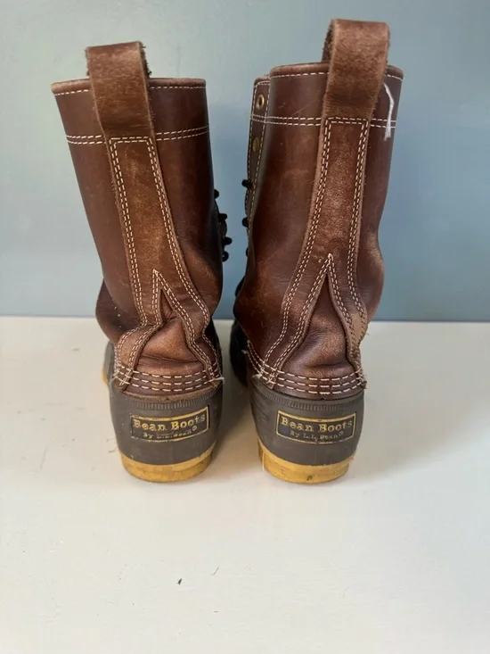 L.L. Bean Men's Brown Leather and Rubber Lace-Up Rain & Snow Boots - Picture 2 of 3